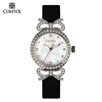 

COMTEX Lady Fashion Waterproof Quartz Watch Luminous Pointer Diamond Women Watches Beautiful Bow Ladies Watch S6214L