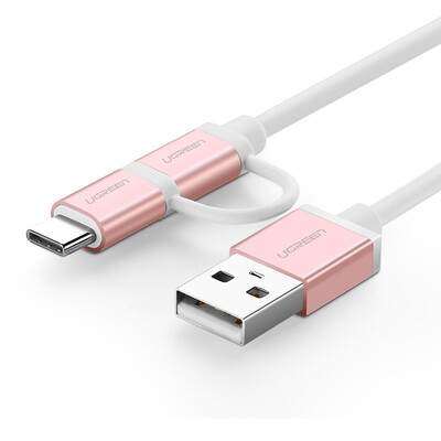 

UGREEN Micro USB Type-C Two-in-One Charging Cable for Huawei P9Xiaomivivooppo 30541 025M Rose Gold