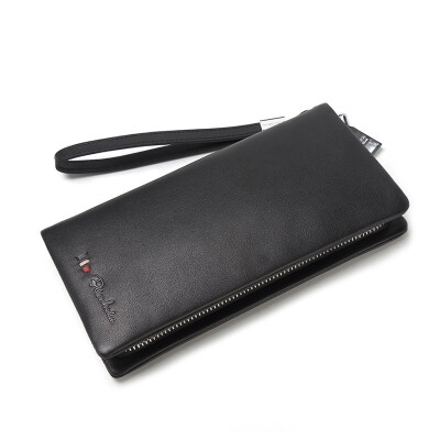 

Bison Мужчины Большие Zip Clutch кошелек бизнес случайный кожаный мешок муфты черная сумка N8077-1B