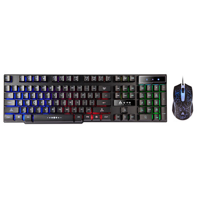 

Golden Field Rainbow Valley Mechanical Handpiece Office Home Game Keyboard Mouse Set Colorful Backlit Eating Chicken Keyboard Glue With Breathing Light Eating Chicken Mouse Black