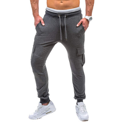 

Men Cotton Trousers Casual Ribbon Sport Long Pants