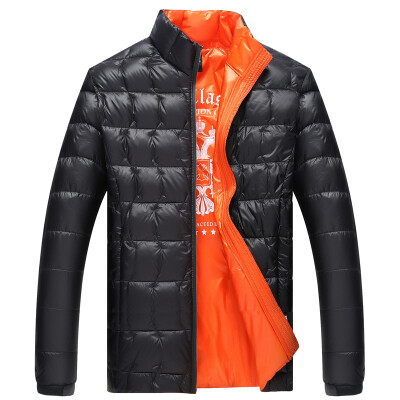 

Antarctic men 's down jacket 90 white duck down business business collar hit the color of warm down jacket 1908 black orange M