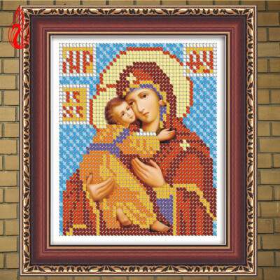 

YGS-6 DIY 5D Diamond Embroidery Diamond Mosaic Russia Human Virgin&Child Round Rhinestones Diamond Painting Cross Stitch Kit