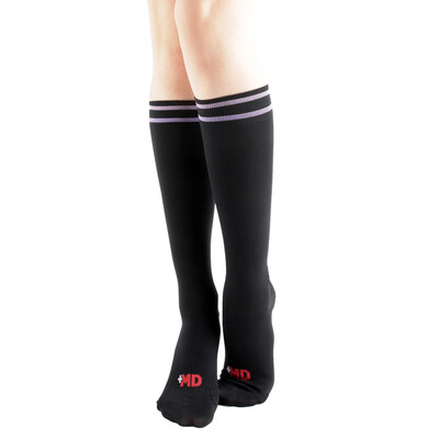 

MD Shapes Legs Socks Under Socks Striped High Socks Women Korean Socks Women Sections Four Seasons College Winds Black Purple Stripe