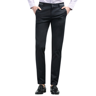 

Red Bean Hodo Men Business Casual Simple Fashion Простые мужчины Мужчины Тонкие повседневные брюки S5 Черный 31