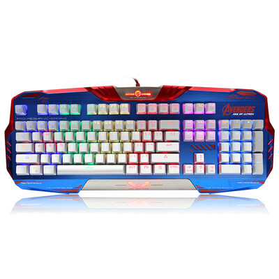 

Yi Бо (E-3LUE) K729 RGB Капитан Америка Выпуск механической клавиатуры черный вал