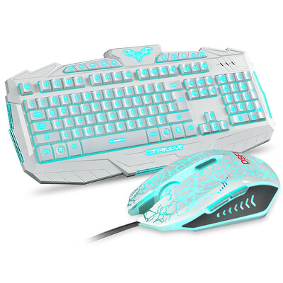 

Game keyboard&mouse kit three - color backlit keyboard&mouse set