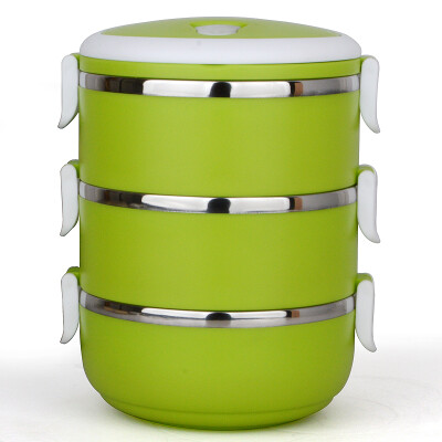 

Jilui lunch box mention pot love series 21 liters stainless steel three layer color lunch box TB-103 green