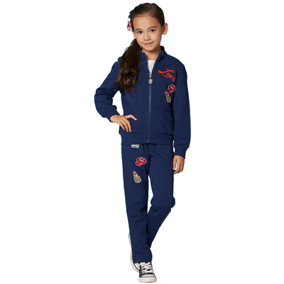 

JJLKIDS Partner Club Kids Girls' Kids Children's Trousers Leisure Sports Trousers Pants Two-piece Set GCZ61039 Navy 150