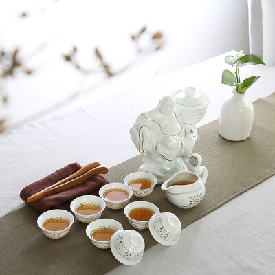 

Jingdong Supermarket Jun Li laugh Buddha statue automatic tea with ceramic kung fu tea gift box boxed laugh Buddha statue automatic tea set