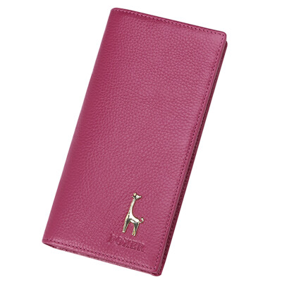 

Golden Fox (FOXER) new lady wallet sweet and elegant cartoon giraffe head layer of leather vertical section long wallet 220001F6J red