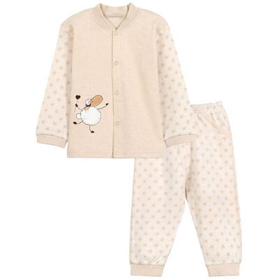 

Xin Song baby jacquard color cotton cardigan suit newborn spring and autumn color cotton underwear shirt pants suit shallow card of its lamb C282D80