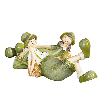 

Flowers set between the resin crafts ornaments Qingyi couple ornaments pastoral wind to send his girlfriend gifts to send students to send girl honey love memorial gift HS16H05 standing