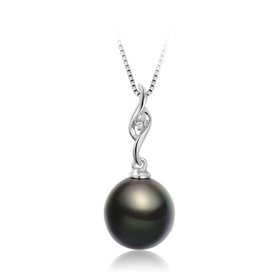 

Jingrun Pearl Yao 10.5-11mmG18K gold inlaid round black pearl pendant with diamonds