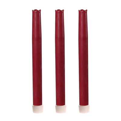 

Home Impressions Battery Operated Smooth Flameless Real Wax Led Taper Candle with six Hour Timer9 Inchredpack of 3