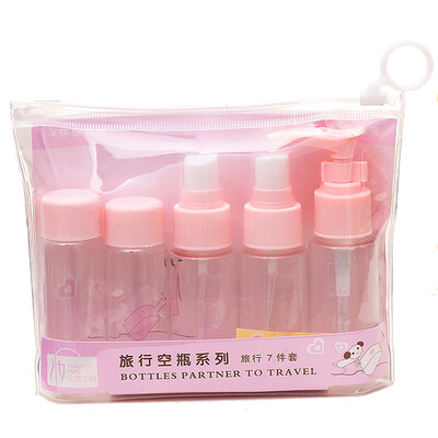 

Xin Qin travel portable sub-bottle 6 sets of cosmetics spray bottle push-type emulsion bottle pink