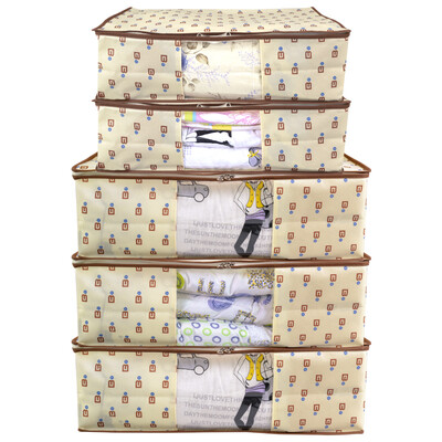 

Baicaoyuan Non-woven Visual Storage Organizer Bag Set 3 Big 2 Small BCY Brown