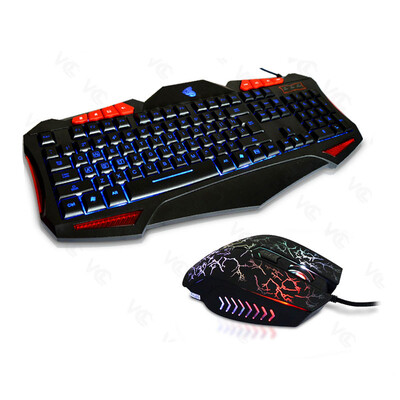 

LED gaming keyboard set USB wired keyboard white keyboard and mouse set computer peripherals