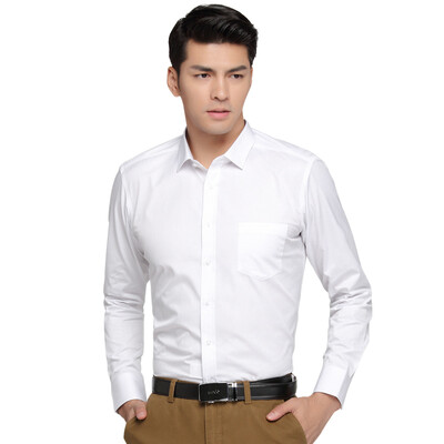 

Red Beans Hodo Men Business Dress Up Simple Solid Slim Men Long Sleeve Shirt W01 White 44