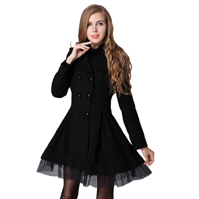 

CT&HF Winter Women Woolen Dress Coat Women Warm Outerwear Coat Dresses