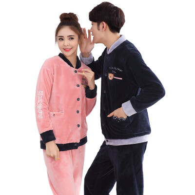 

Palladium Pajamas Home Service Men Women Autumn and winter thick coral cashmere pajamas cartoon long sleeves coral cashmere home suit 801 male - possession of green  / 170