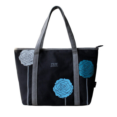 

Flower princess tricolor temperament printing lady canvas bag trend shoulder bag 1411DS002 black