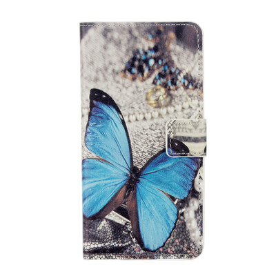 

Blue Butterfly Design PU Leather Flip CoverWallet Card Holder Case for Wiko Tommy