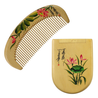 

Jingdong Supermarket Gong Ting Huang Yang Mu comb painted mirror set suit birthday gift gift box packaging DA8-5