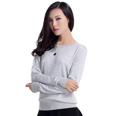 

MAZOE simple multi-color short paragraph round neck collar knitted bottom sweater M3028 gray L