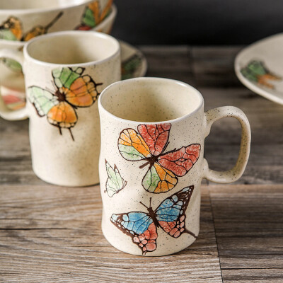 

Genuine Gifts Ceramic Cup Set Breakfast Cup Milk Cup Ceramic Mugs European Style Handmade Coffee Cup Office Cups Cups (Two Pack) Nabi Flying