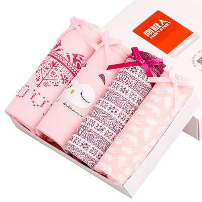 

【Jingdong Supermarket】 Antarctic (Nanjiren) ladies underwear 4 cotton waist triangle women's underwear mixed color gift box bowknot NF16X25312-4B 4 color mixed XL