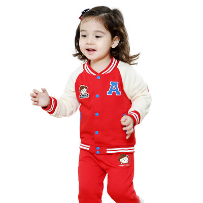 

TINSINO) children's suits boys and girls baseball clothes spring sweater knit cardigan set letters baseball bear THY0185263 blue green 100