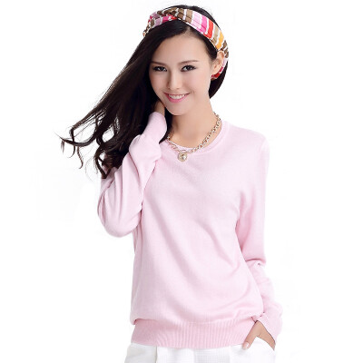 

MAZOE simple multi-color short paragraph round neck collar knitted baskets sweater M3028 pink