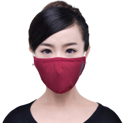 

Green Respiratory Activated Carbon PM2.5 anti-haze dust-proof breathable protective warm mask gift box with 4 carbon adsorption filter wine red