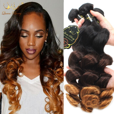 

Ombre Brazilian Hair Loose Wave Queen Berry Hair 3 Tone 1B/4/30 Hot Brazilian Virgin Hair 3 Bundles Loose Wave Hair Bundles