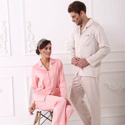 

Playboy 4807 Couple Pajamas Men&39s Silk Home Men&39s Cardigan Cardigan Summer Sleeve Men&39s Pajamas Set Apricot L