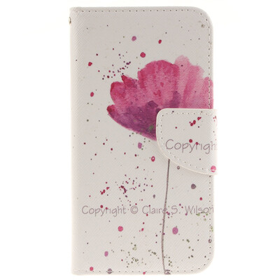 

Purple orchid Design PU Leather Flip Cover Wallet Card Holder Case for LG G5