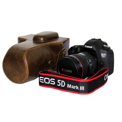 

Earlymen EM-212 SLR Camera Case Sleeve Leather Case SLR Incoated Leather Coffee Canon 5D2 5D3 5DSR 2470 Lens
