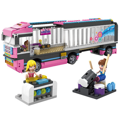 

COGO) dream girl music series building blocks of music bus birthday holiday gift children's puzzle assembled toys three-dimensional stitching model 629 tablets 14531