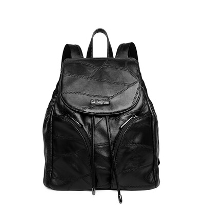 

Callaghan (CallagHan) Korean shoulder bag female drawstring cover type women's sheepskin travel backpack fashion leisure bag KW6162041 black