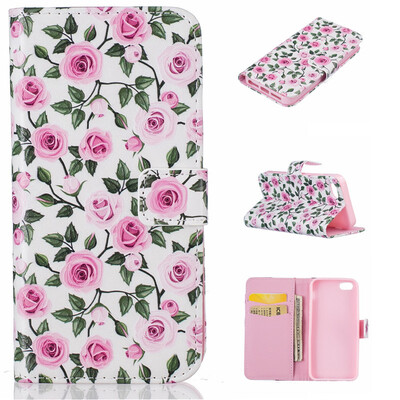 

Green leaf and flower Design PU Leather Flip Cover Wallet Card Holder Case for IPHONE 5/5S/5SE