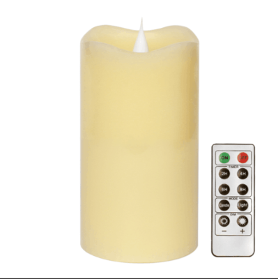 

Remote Control Moving Wick Led Candle With Timer,Pillar Top,Ivory,3x5 Inches,By Simplux