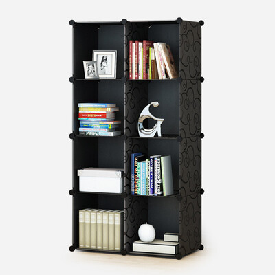 

Kou Si simple bookcase free combination locker plastic bookshelf shelves simple modern adult single bookcase no door 8 grid big black flower bookcase