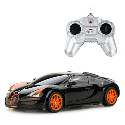 

Rastar remote control car 1:24 Bugatti simulation model boy children's toy car 47000 black orange