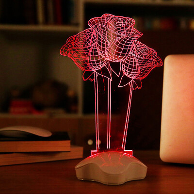 

Artificial Flora Creative Optical illusion 3D Luminous Micro USB Led Night Light Desk Table Lamp 460210