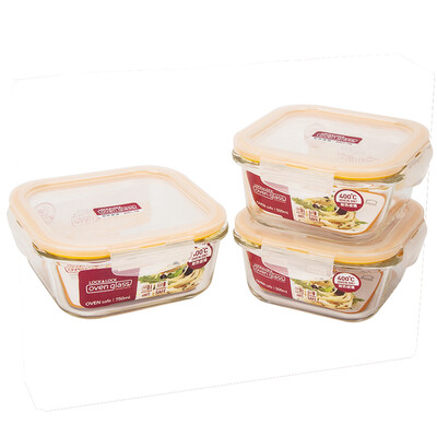 

【Jingdong Supermarket】 Lock & lock Microwave Lock Box Set Glass Set Fresh Box Set Three-piece Set (740ml * 2 + 1130ml) LLG447S005