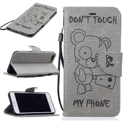 

Gray Bear Style Embossing Classic Flip Cover with Stand Function and Credit Card Slot for IPHONE 7 PLUS