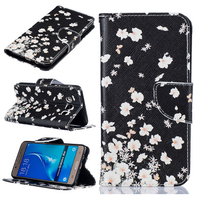 

Small white flowers Design PU Leather Flip Cover Wallet Card Holder Case for SAMSUNG Galaxy J5 2016J510