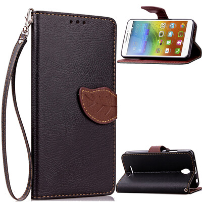 

Black Design PU Leather Flip Cover Wallet Card Holder Case for Lenovo A5000