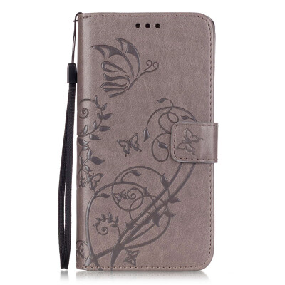 

Gray Flower Design PU Leather Flip Cover Wallet Card Holder Case for HUAWEI P9PLUS